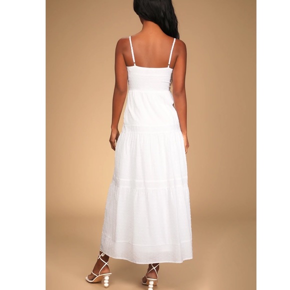 NWT White Swiss Dot Tiered Maxi Dress - Picture 3 of 3